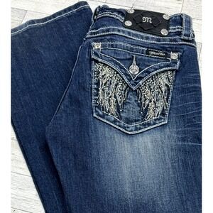 Miss Me Women's Boot Cut Jeans Size 28 R Vintage Y2k Embellished Angel Wings